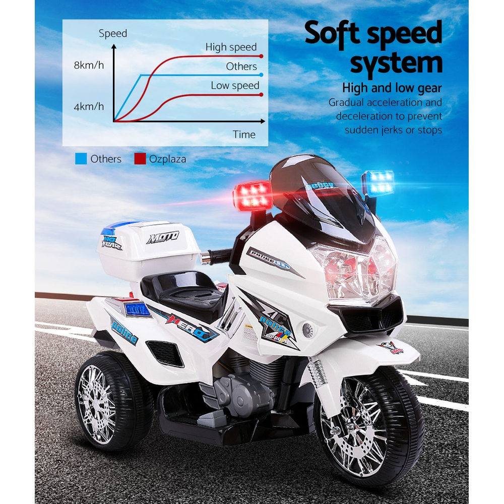 Kids Electric Ride On Patrol Police Car BMW-Inspired S1K Battery White