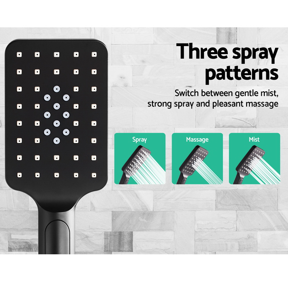 8'' Rain Shower Head Set Handheld Square High Pressure Black