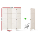 4 Panel Room Divider Screen 163x170cm Woven White