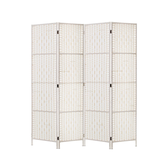 4 Panel Room Divider Screen 163x170cm Woven White