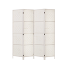4 Panel Room Divider Screen 163x170cm Woven White