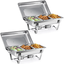 2 Pack 9L Chafing Dish Stainless Steel Bain Marie Food Warmer 3 Pans
