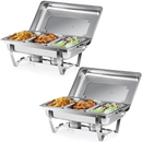 2 Pack 9L Chafing Dish Stainless Steel Bain Marie Food Warmer 3 Pans