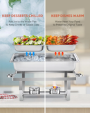 2 Pack 9L Chafing Dish Stainless Steel Bain Marie Food Warmer 2 Pans