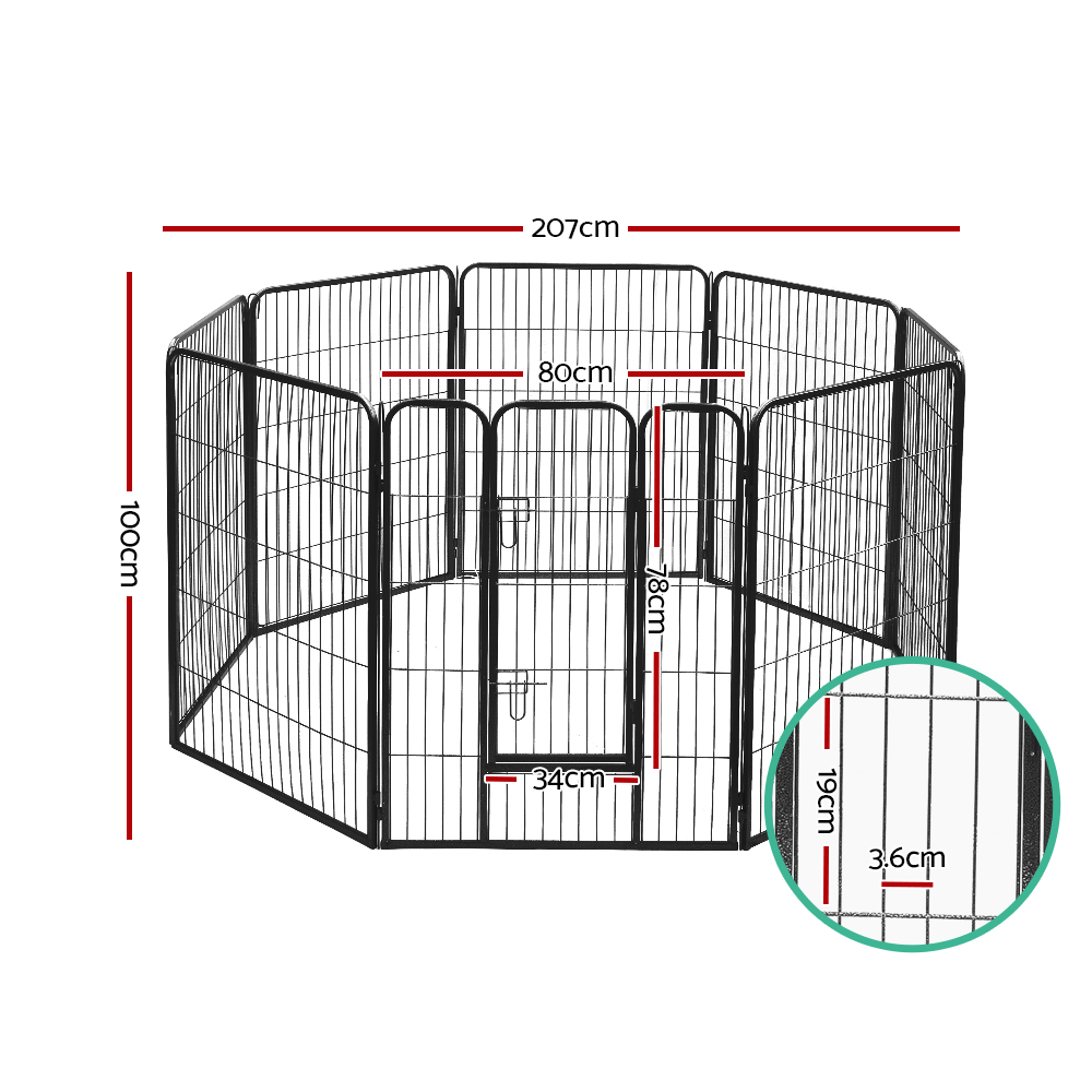 40" 100cm 8 Panel Dog Playpen Pet Exercise Cage Enclosure Fence Play Pen