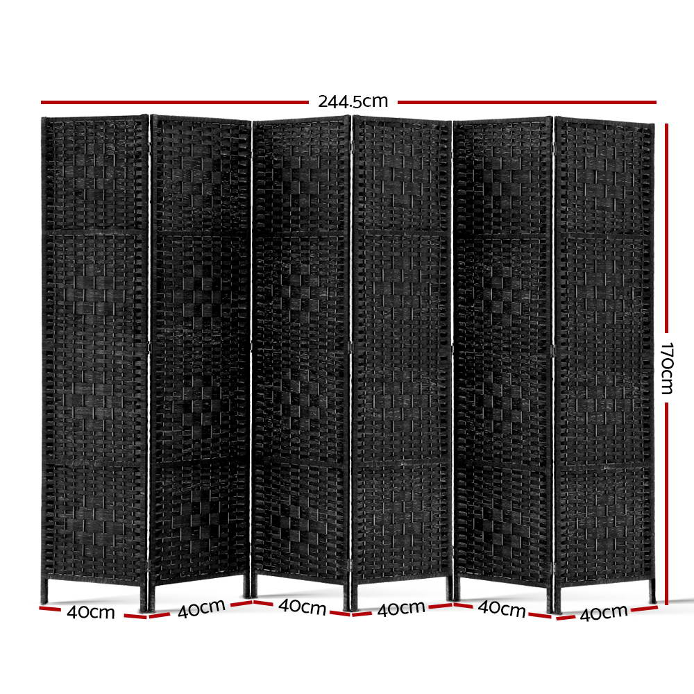 6 Panel Room Divider Screen Privacy Rattan Timber Dividers Woven Stand