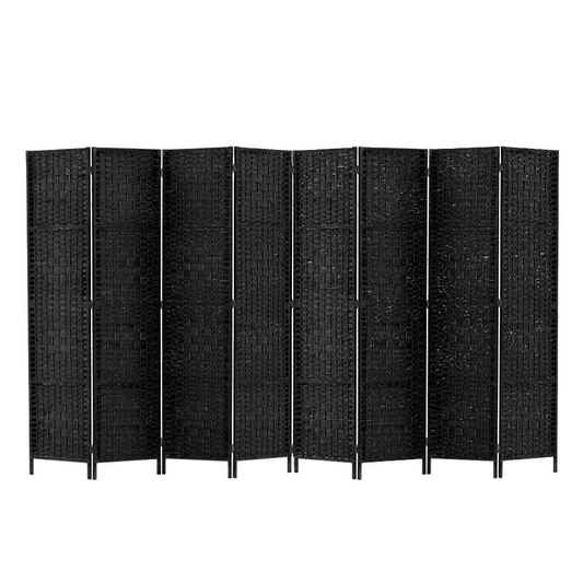 8 Panel Room Divider Screen 326x170cm Woven Black