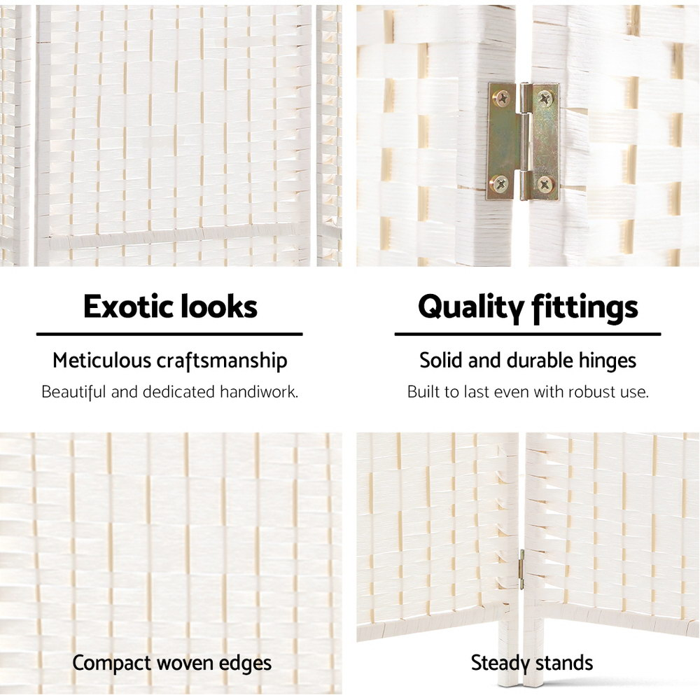 8 Panel Room Divider Screen 326x170cm Woven White
