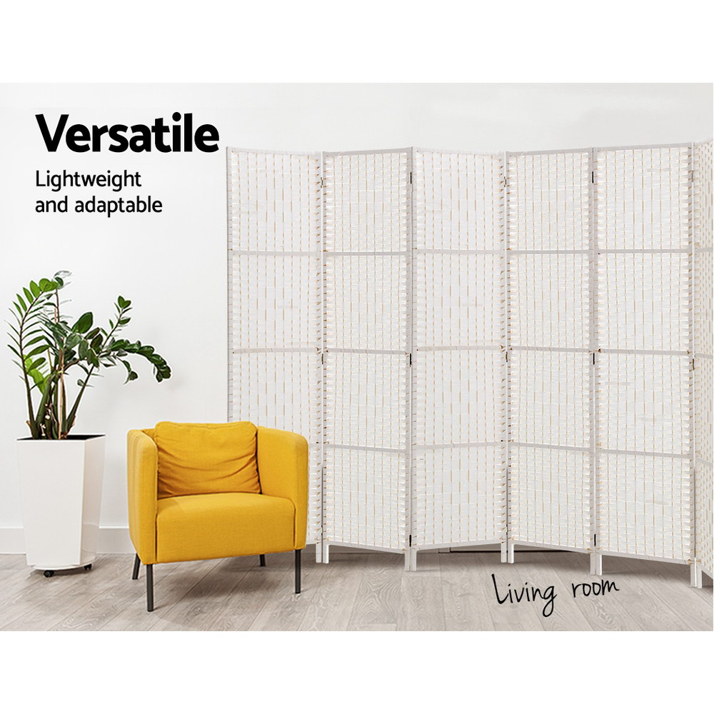 8 Panel Room Divider Screen 326x170cm Woven White