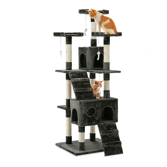 Cat Tree Tower Scratching Post Scratcher 180cm Wood Condo House Toys Grey