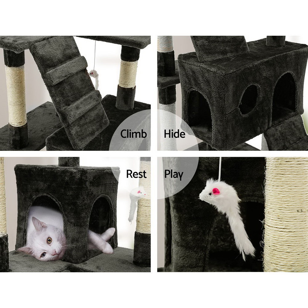 Cat Tree Tower Scratching Post Scratcher 180cm Wood Condo House Toys Grey