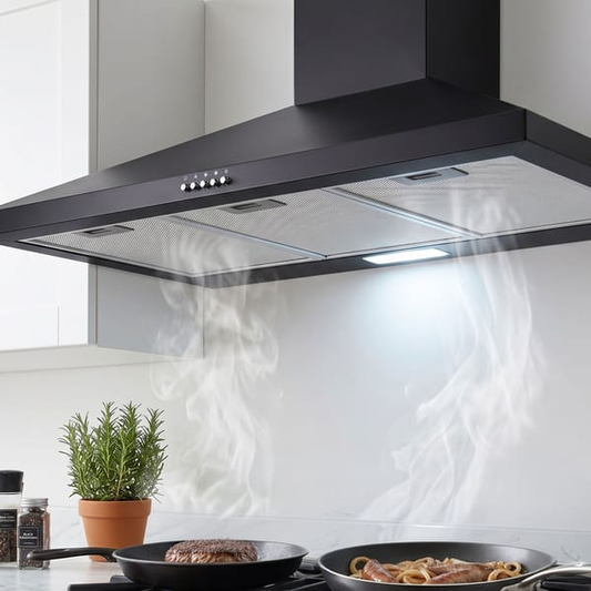 Range Hood Rangehood 900mm 90cm Kitchen Canopy LED Light Black