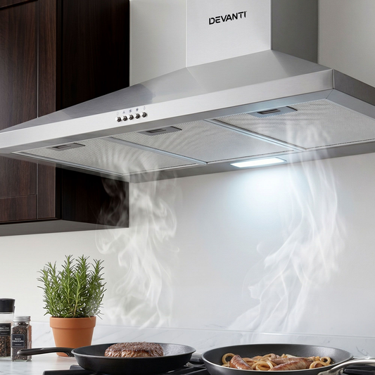900mm Range Hood 90cm Rangehood Kitchen Canopy LED Light Stainless Steel