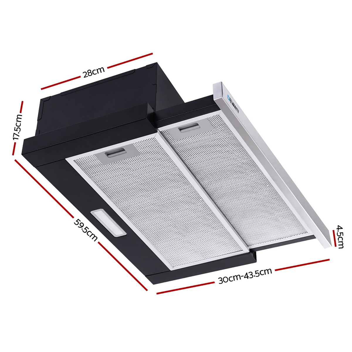 600mm Range Hood 60cm Slide out Rangehood Kitchen Canopy Stainless Steel