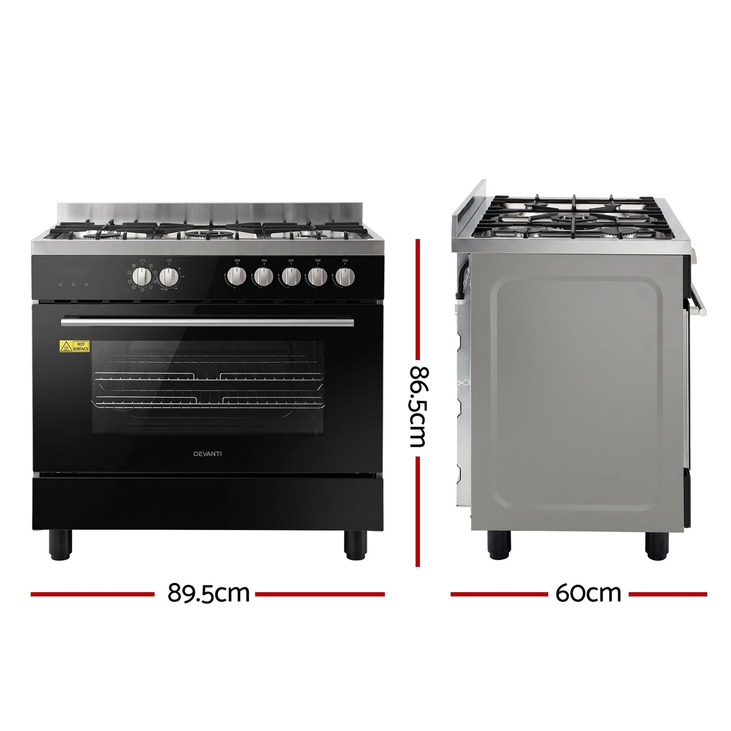 90cm Dual Fuel Cooker Gas Cooktop Electric Oven 5 Burner ( pre order )