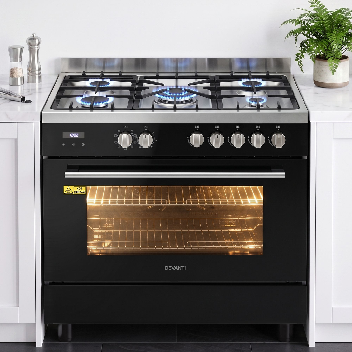 90cm Dual Fuel Cooker Gas Cooktop Electric Oven 5 Burner ( pre order )