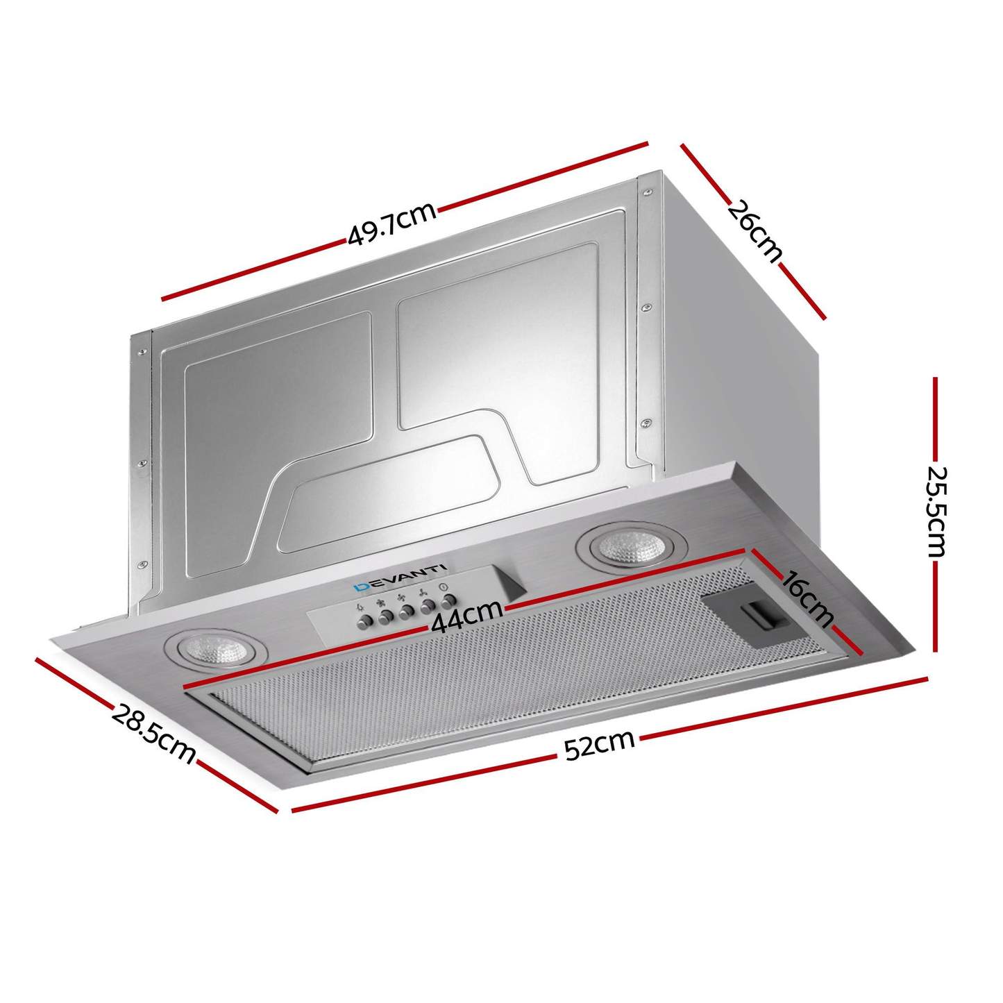 520mm Range Hood 52cm Rangehood Stainless Steel (pre order)