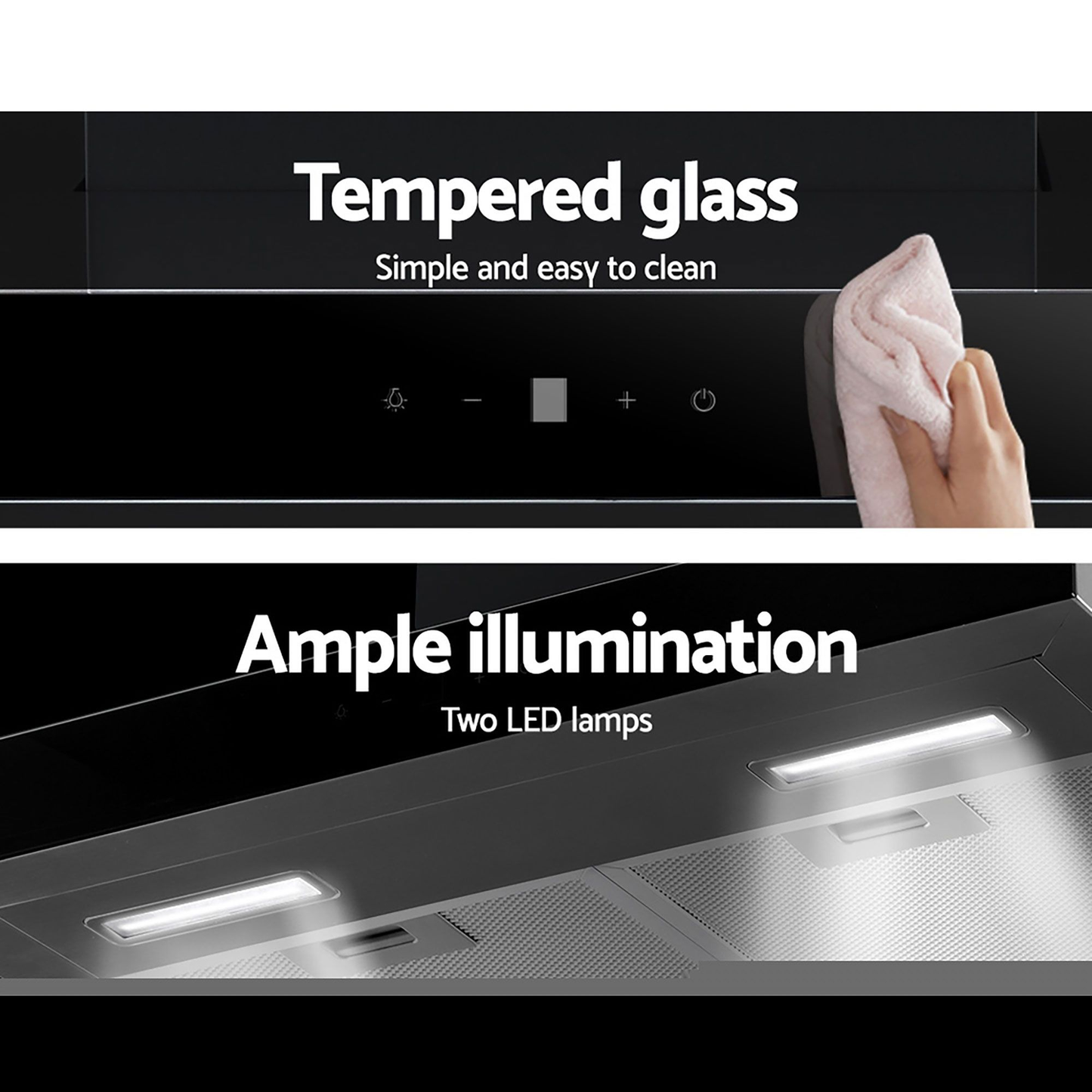 600mm Range Hood 60cm Rangehood Glass Stainless Steel