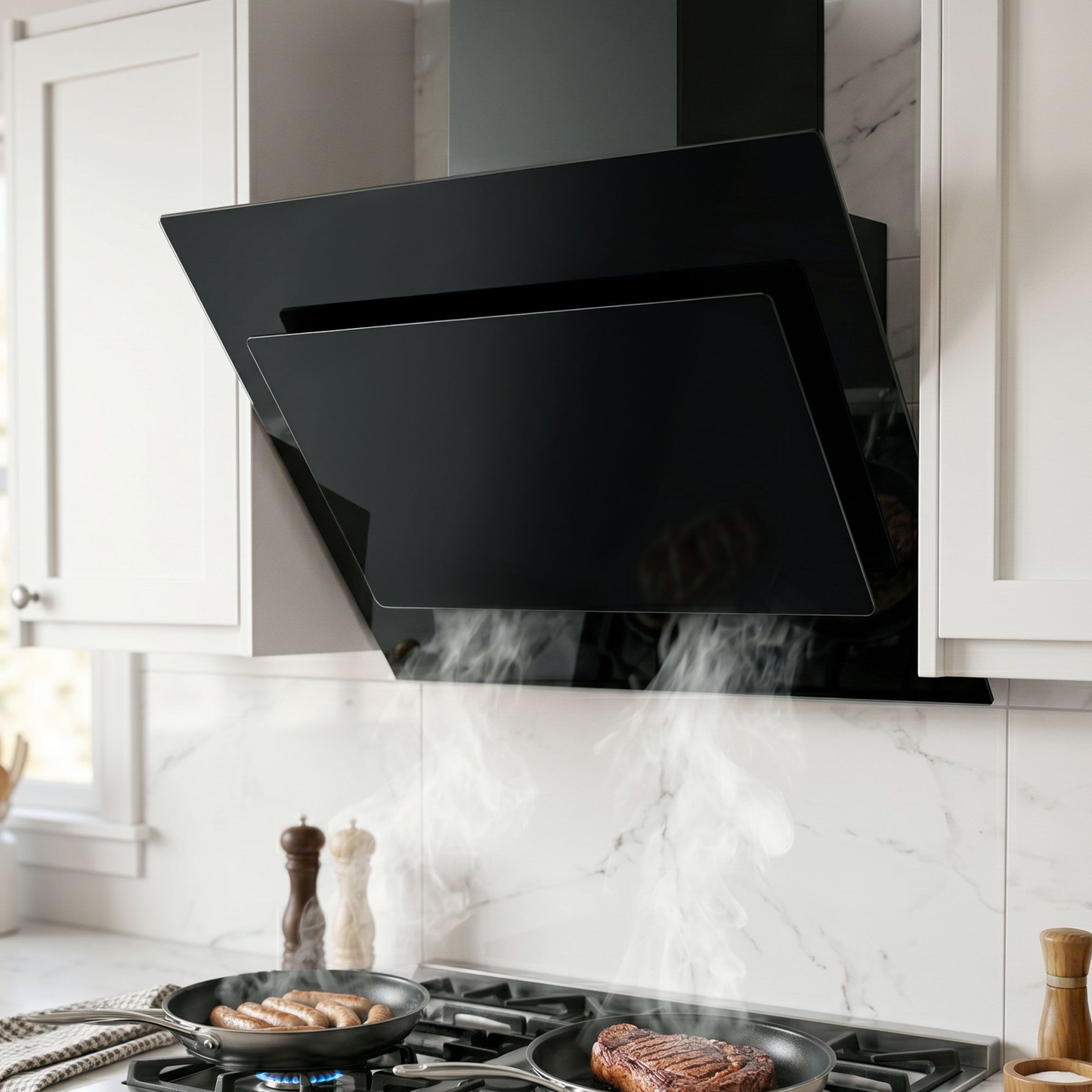900mm Range Hood 90cm Rangehood Glass Black ( pre order )