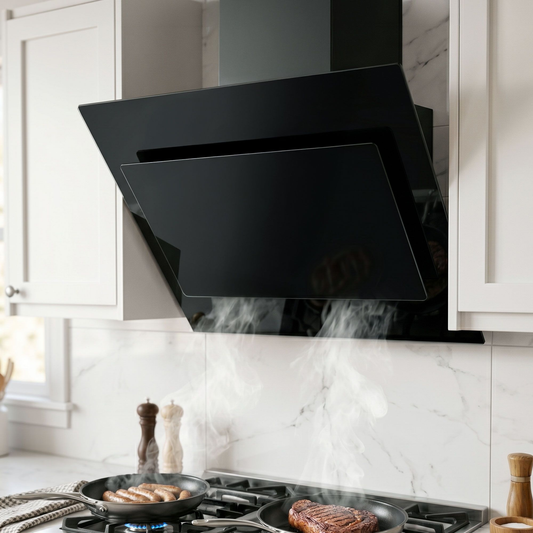 900mm Range Hood 90cm Rangehood Glass Black ( pre order )