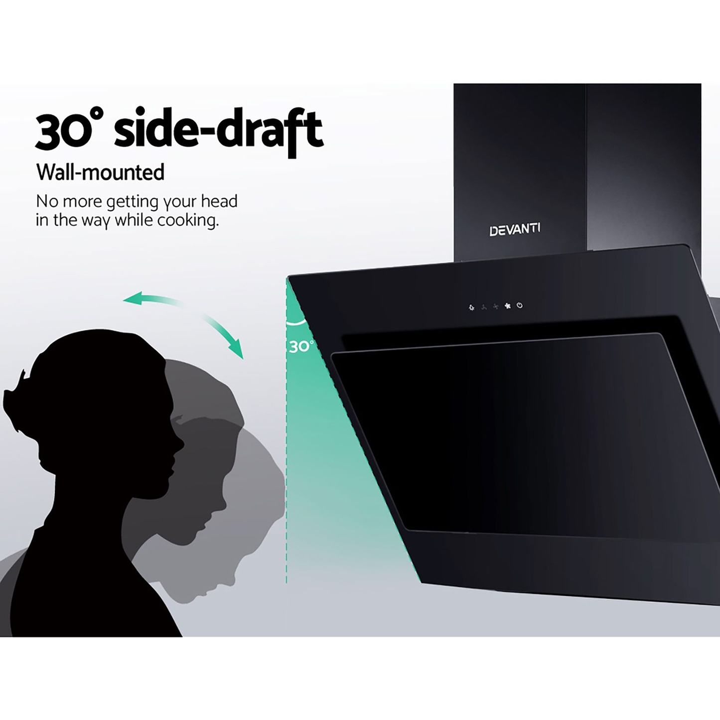 900mm Range Hood 90cm Rangehood Glass Black ( pre order )