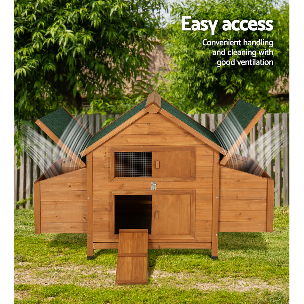 i.Pet Chicken Coop Rabbit Hutch 150cm x 68cm x 96cm Large Chicken Coop House Run Cage Wooden