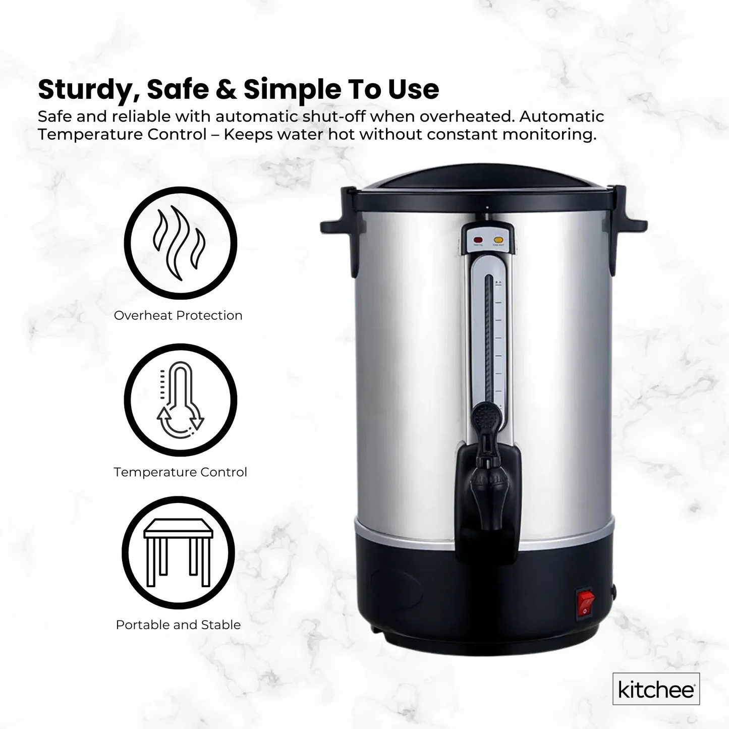20L Electric Water Boiler Stainless Steel Commercial Urn