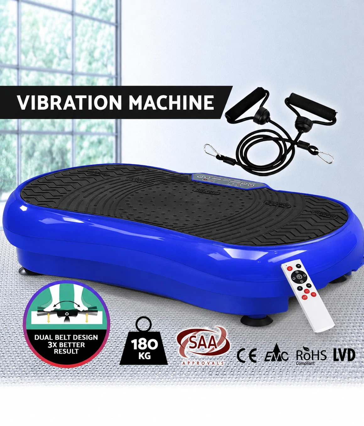 Vibration Plate Machine Fitness Exercise Platform Vibrator Home Gym Workout blue