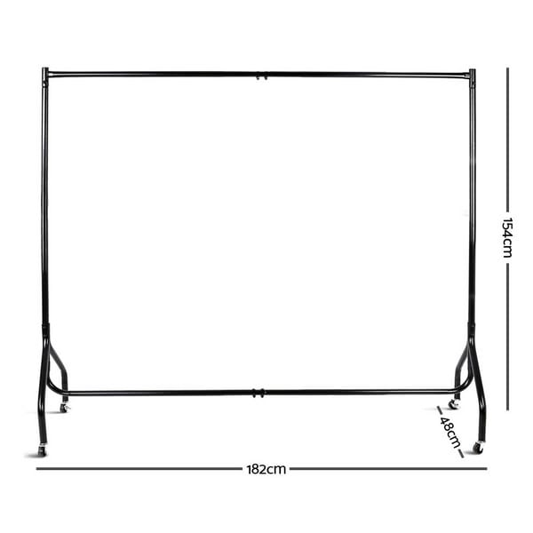 2X Clothes Rack Airer Coat Stand 6FT Rail Wheels