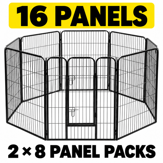 16 Panel Dog Playpen 100cm Pet Exercise Cage Enclosure Fence Play Pen