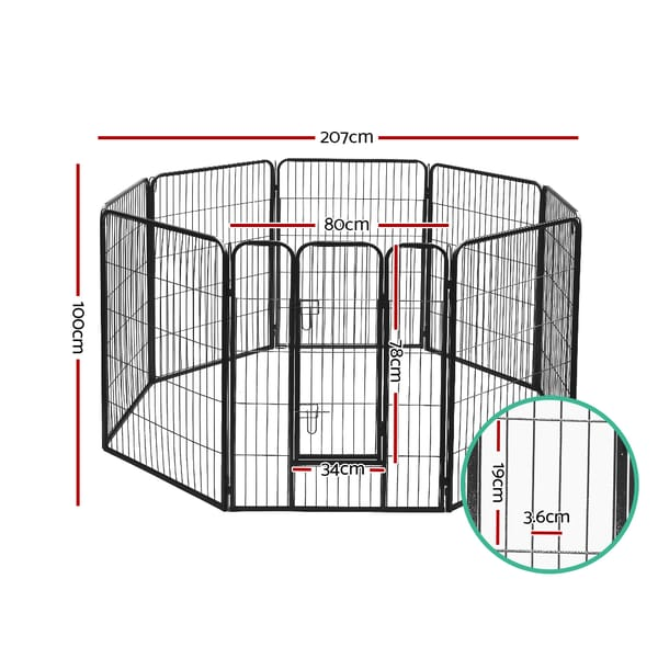 16 Panel Dog Playpen 100cm Pet Exercise Cage Enclosure Fence Play Pen