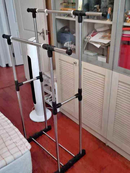 Clothes Rack Garment Holder Double Stainless Shelf Hanger Adjustable Coat