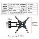 Full Motion TV Wall Mount Bracket Swivel Tilt 17 32 37 40 42 50 52 55 in LED LCD