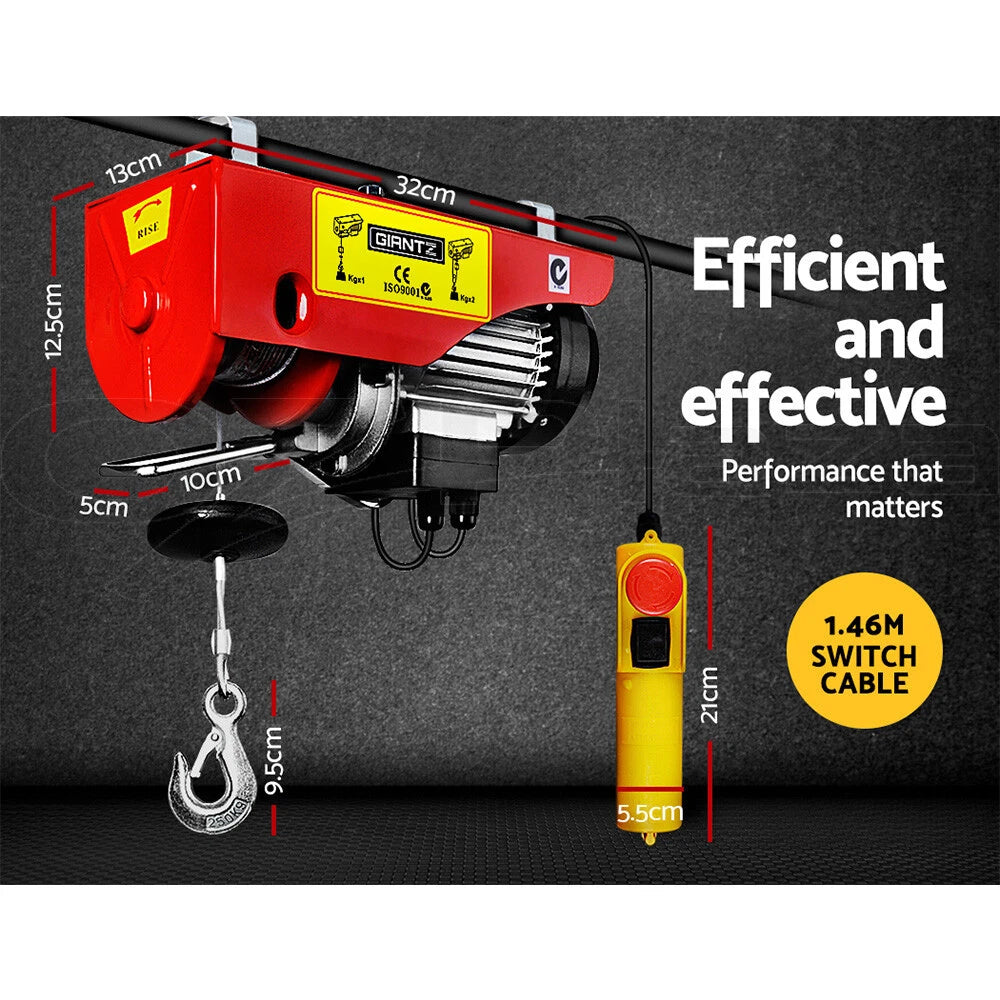 Electric Hoist Winch 125/250KG Rope Tool Remote Chain Lifting Cable 18M