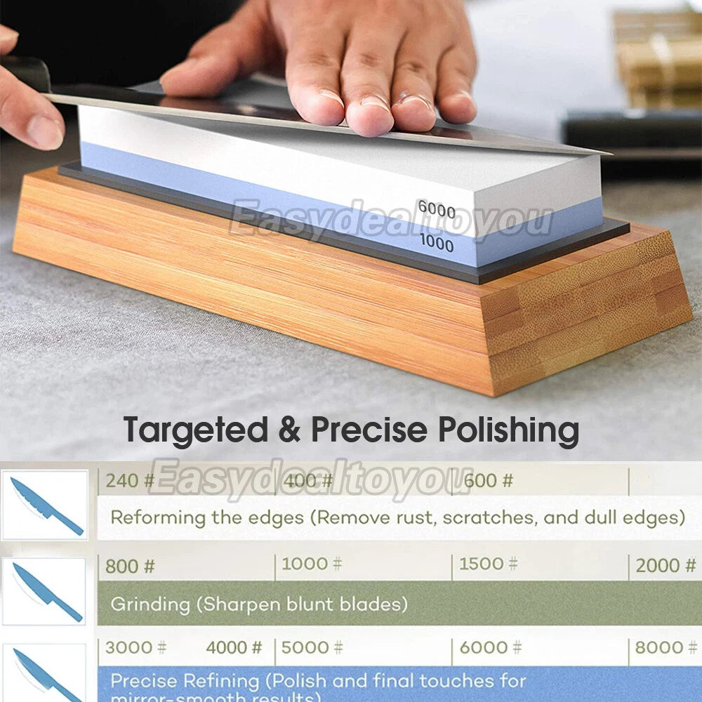 1000/6000 Grit Dual Whetstone Knife Sharpening Stone Water Wet Stone Sharpener A
