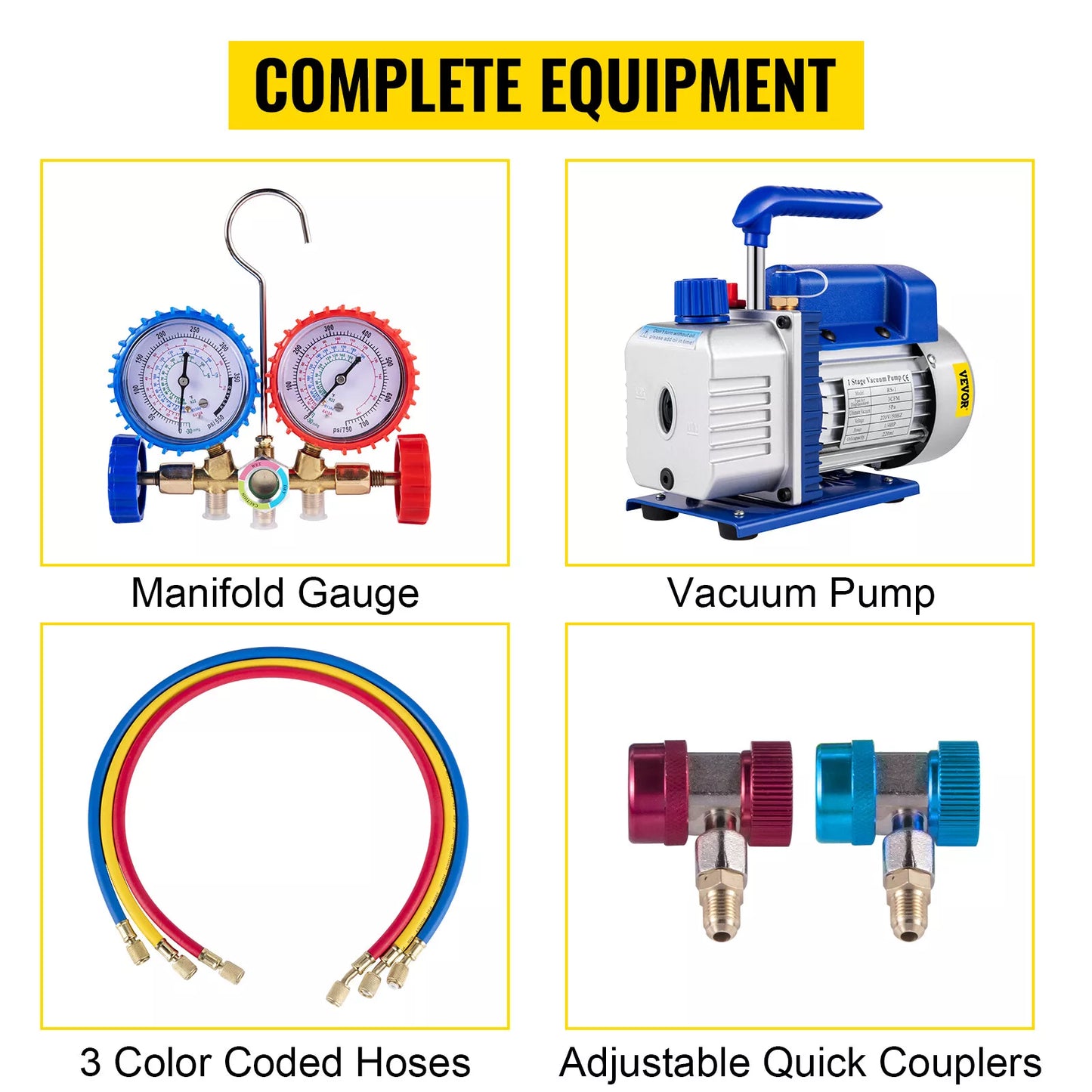 3CFM 1 Stage Refrigerant Vacuum Pump Air Conditioning Vacuum Pump R134 Gauge
