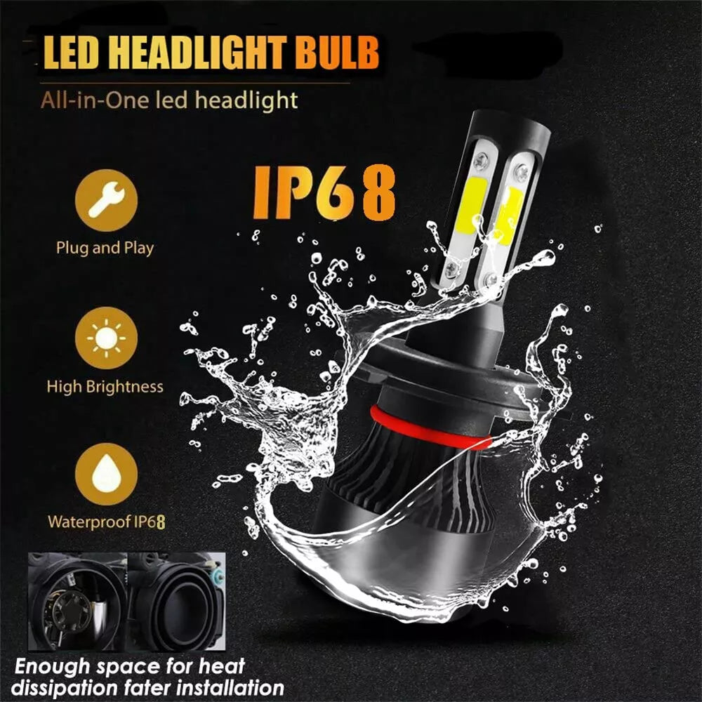 H4 9003 2000W 300000LM 4 SIDE LED Headlight kit Lamp Bulbs Globes High Low Beam