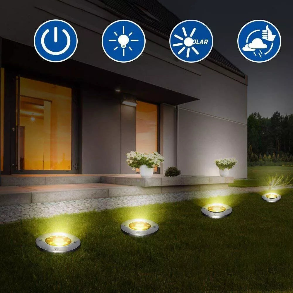 4pcs Inground Solar Garden Light 8 LED Buried Recessed Outdoor Deck Path AU