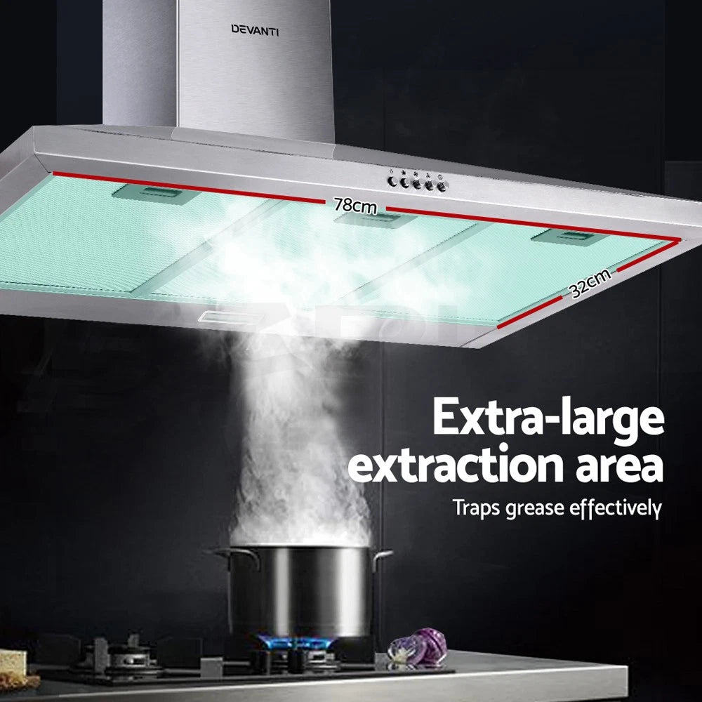 900mm Range Hood 90cm Rangehood Kitchen Canopy LED Light Stainless Steel