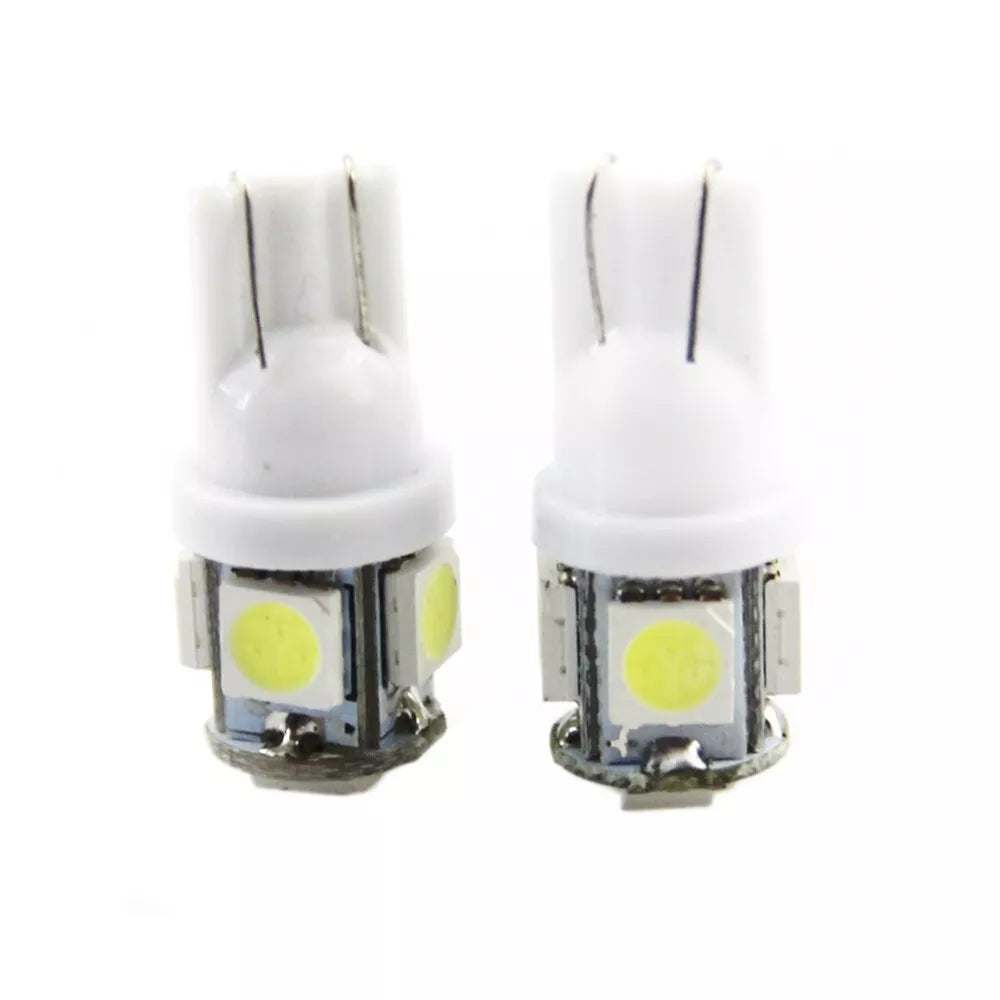 10 x White T10 194 168 SMD 5050 LED Car Wedge Tail Side Parking Light Globe 12V