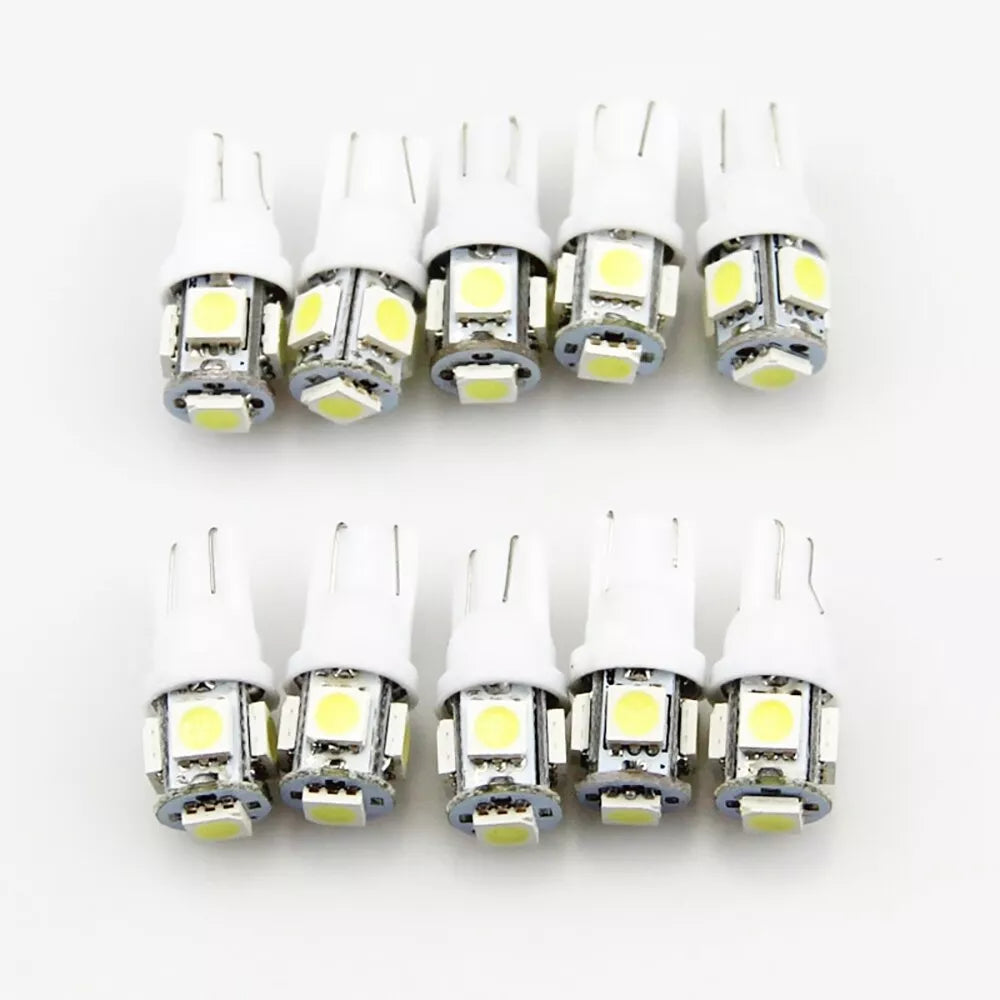 10 x White T10 194 168 SMD 5050 LED Car Wedge Tail Side Parking Light Globe 12V