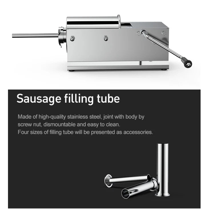 Horizontal 7L Sausage Filler Stuffer Stainless Steel Adjustable Salami
