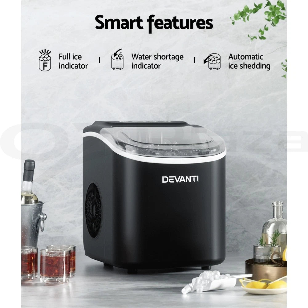 Portable Ice Maker Machine Ice Cube Tray 12kg Bar Countertop Black