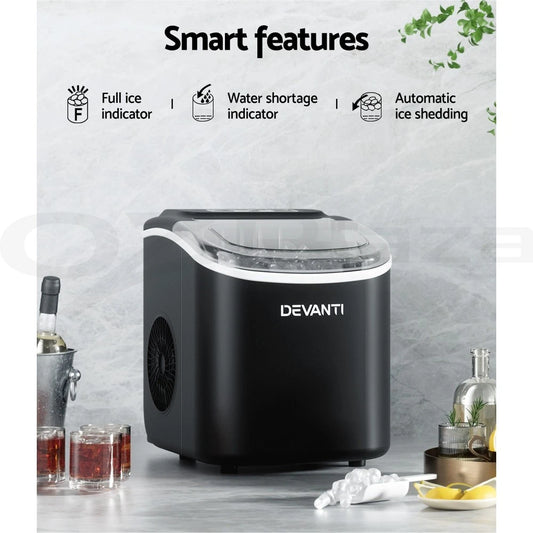 Portable Ice Maker Machine Ice Cube Tray 12kg Bar Countertop Black