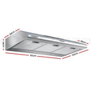 ✅900mm Range Hood 90cm Rangehood Kitchen Canopy LED Light Stainless Steel