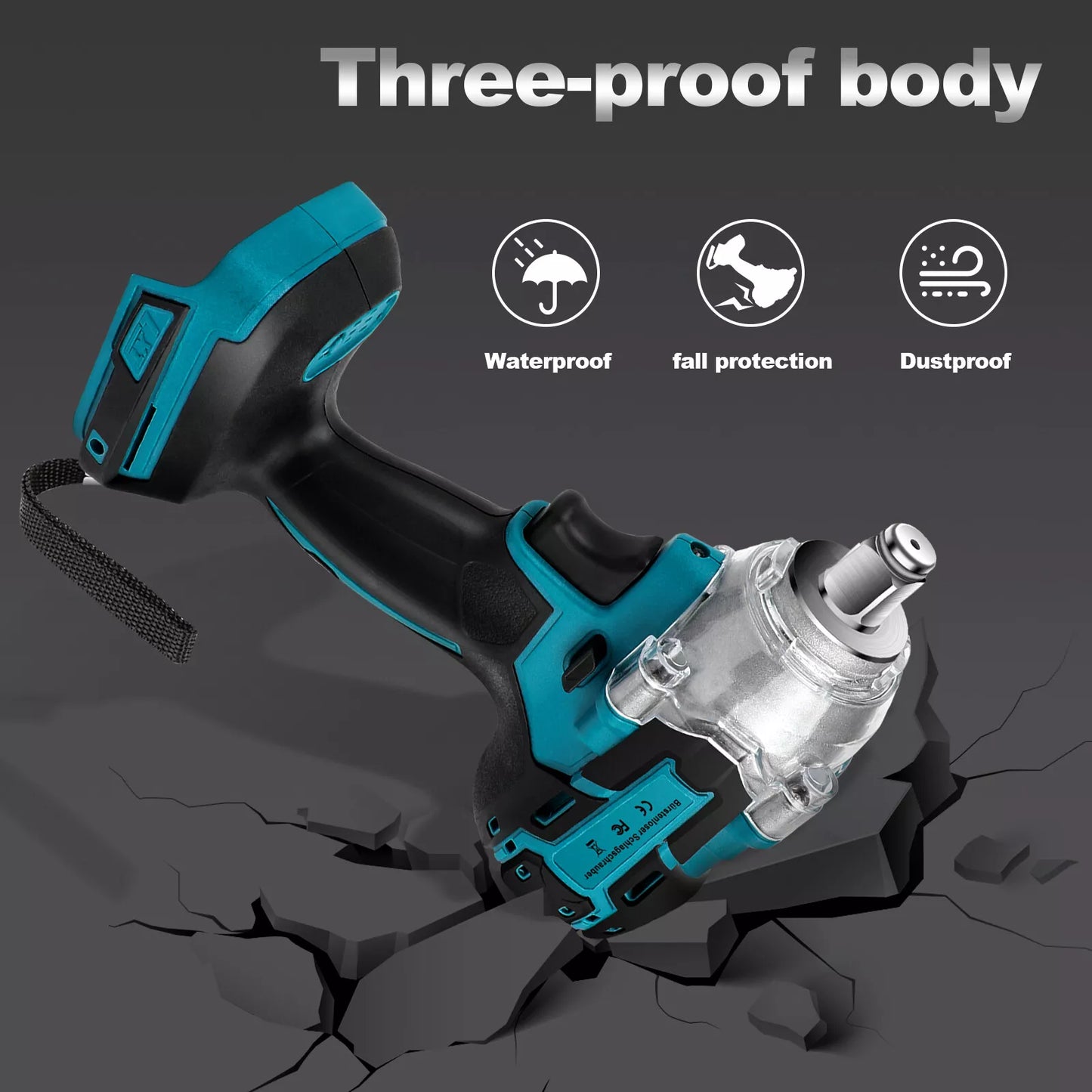 Cordless Brushless Electric Impact Wrench Tool Set 1/2'' With 2X 5.5Ah Battery