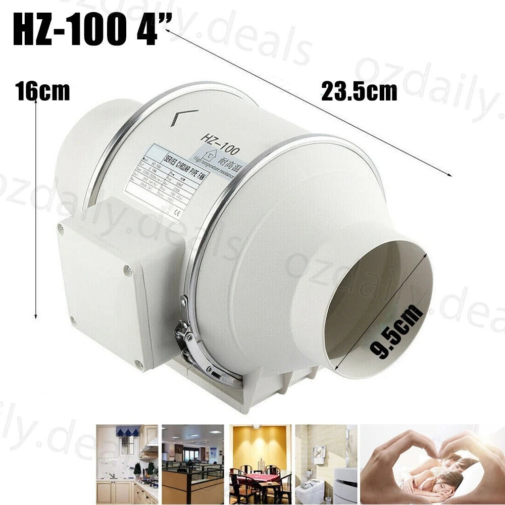 4 Extractor Fan Duct Hydroponic Inline Exhaust Vent Industrial+Remote New