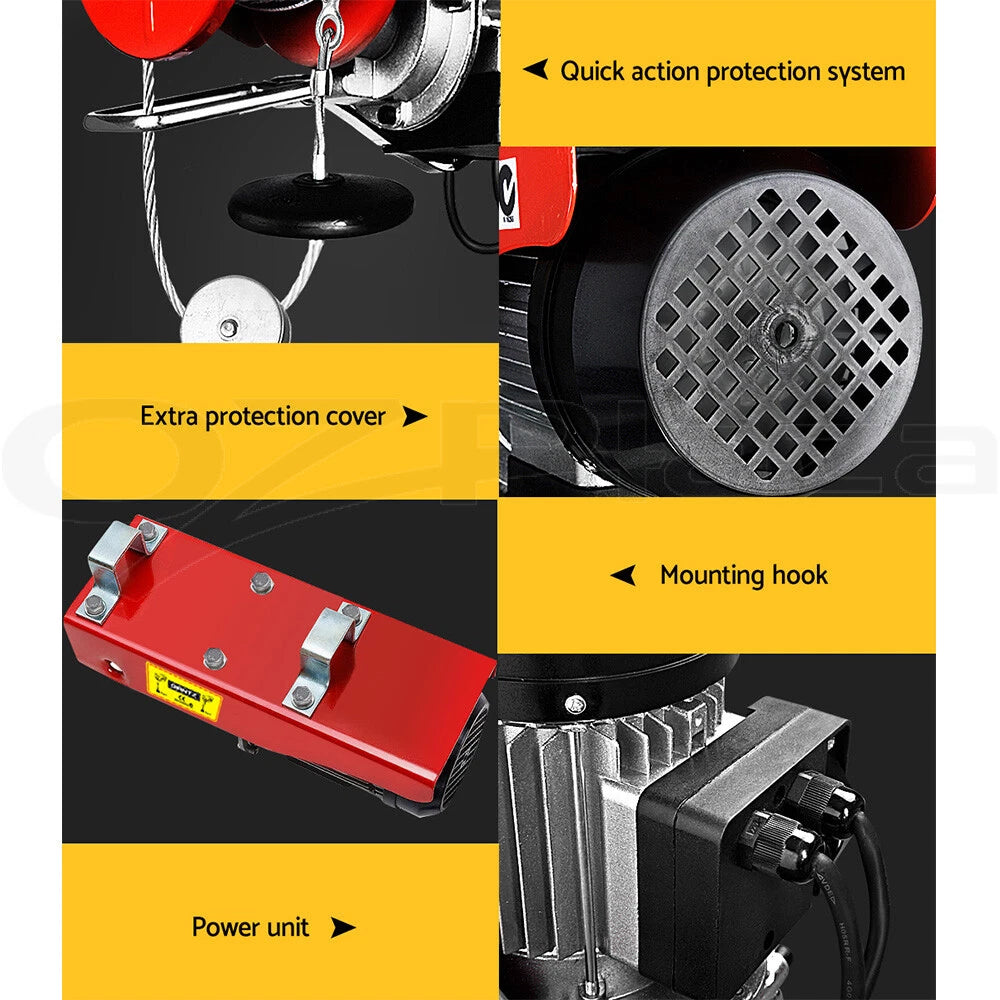 Electric Hoist Winch 125/250KG Rope Tool Remote Chain Lifting Cable 18M