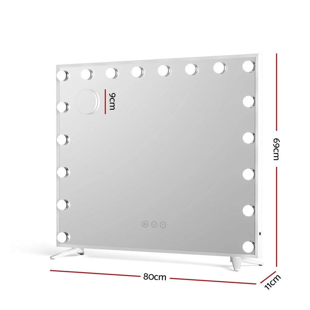 Makeup Mirror 80x65cm Hollywood Vanity Mirrors w/ LED Light White Frame