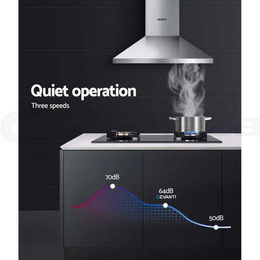 600mm Range Hood 60cm Rangehood Kitchen Canopy LED Light Stainless Steel